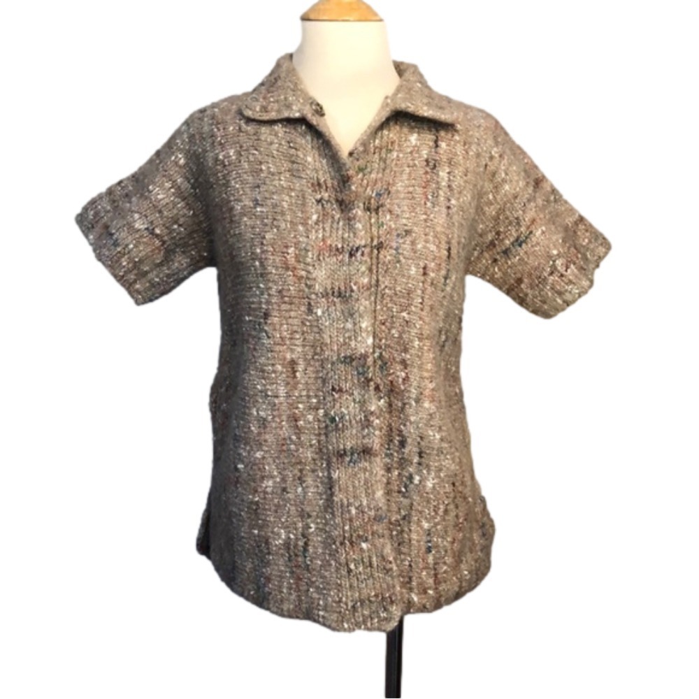 Lafayette 148 NY‎ Virgin Wool Alpaca Blend 1/2 Sleeve Cardigan Sweater, Size S